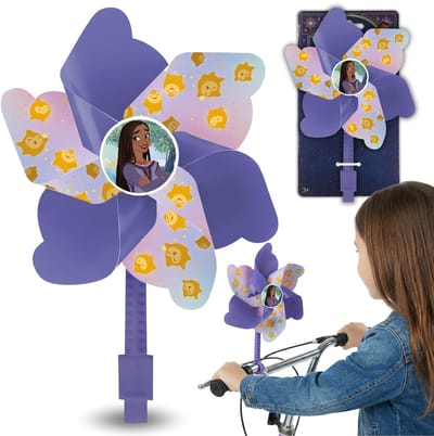 DISNEY WISH Asha Windmolentje voor op het stuur van een fiets, windmolentje met bevestiging voor een kinderstep