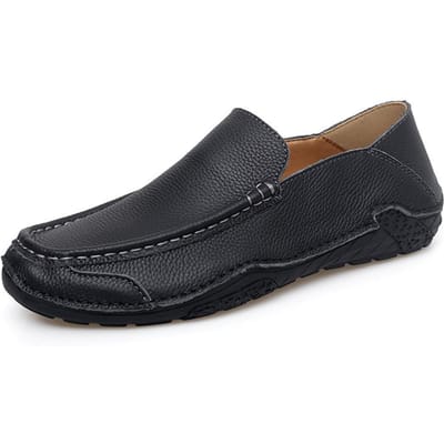 Echt Leer Herenschoenen Mode Luxe Instappers Heren Slip-on Klassieke Stijl Casual Leerschoenen Hoge Kwaliteit Rijschoen 46 black