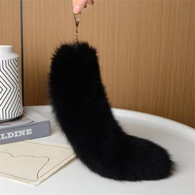 Enorme Pluizige Nepbont Vosstaart Sleutelhanger Tas Charms Therian Staart Vosstaart Sleutelhanger Bont Hanger Sleutelhanger Pluche Hanger Cadeau Voor black