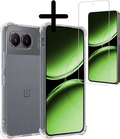 Hoesje Met Screenprotector - Geschikt voor OnePlus Nord 4 - Sterk & Shockproof - Siliconen Case - Back Cover - Telefoon Hoes - Shock Proof - Transparant