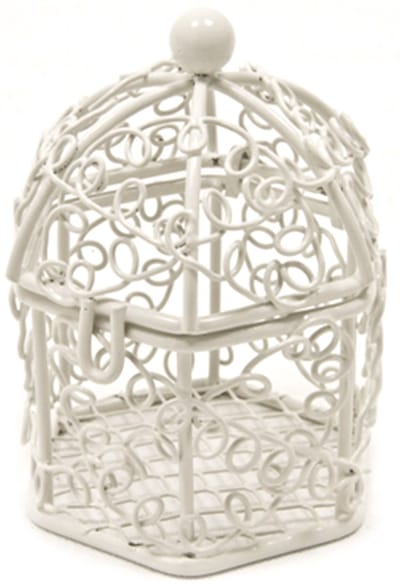 HOBI - Mini witte metalen vogelkooi 5,5 x 4,5 cm voor suikerbonen