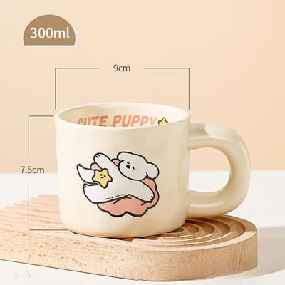 Schattige Melk Fufu Kop Hoge Waarde Keramische Kop Puppy Mok Kantoor Koffiekop Cadeau Stel Waterbeker 300mL [Color Box]