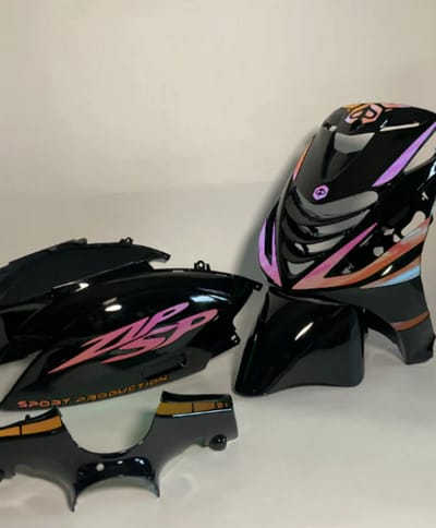 Piaggio Zip Stickerset - Sport Production - Geel/paars cameleon