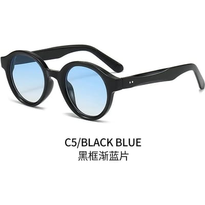 Nieuwste Ronde Zonnebril Dames Stijlvol Helder Oceaanblauw Roze Verloop Lens Zonneklep UV Bescherming 400 Heren Retro Klinknagels Zonneklep Gafas De Sol