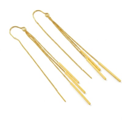 Goudkleurige oorbellen dames doortrek oorbellen met kwast hanger lange ketting oorbellen minimalistisch design tassel oorbellen staaf hanger elegante oorhangers voor dagelijks gebruik en feestelijke gelegenheden