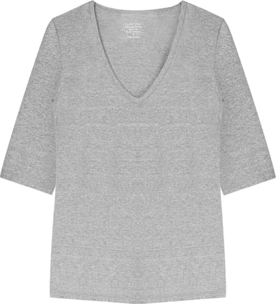 Claesen's® - Dames 3/4 Sleeve V-Neck T-Shirt Cotton/Lycra - Grijs Melee - 95% Katoen - 5% Lycra