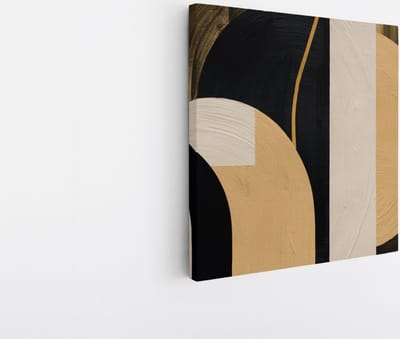 Saammp Canvas Schilderij - Abstracte Geometrische Kunst - Goud - 20x20 - Foto op canvas - Wanddecoratie - muurdecoratie Woonkamer - Slaapkamer decoratie - Canvas Print