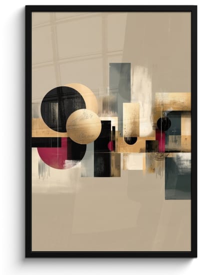 Poster in lijst - Fotolijst 60x90 cm - Posters - Abstract - Vormen - Beige - Texturen - Posterlijst zwart - Decoratie - Wanddecoratie woonkamer - Muurdecoratie slaapkamer
