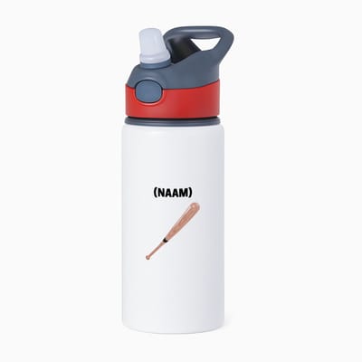 Hacebo® - Honkbal met eigen naam waterfles met rietje rood - Honkbal - Honkballer - Sport - water fles - 650ML