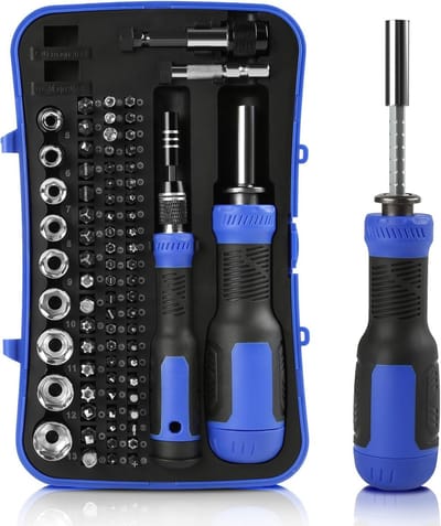 77-delige schroevendraaierbitset reparatieset met geïntegreerde magnetiseur voor computer, pc, laptop, Xbox, doe-het-zelf, thuis en op kantoor (blauw)