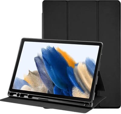 Tablet Hoes Geschikt voor Samsung Galaxy Tab A8 | Luxe Tri-Fold Book Case | Kunst Leren Bescherm Hoes | Standaard Functie | Zwart