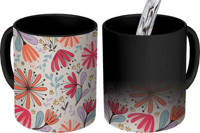 Magische Mok - Foto op Warmte Mokken - Koffiemok - Bloemen - Regenboog - Design - Magic Mok - Beker - 350 ML - Theemok
