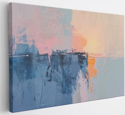 Saammp Canvas Schilderij - Blauw - pastel - Abstract - 30x20 - Foto op canvas - Wanddecoratie - Muurdecoratie Woonkamer - Slaapkamer decoratie - Canvas Print