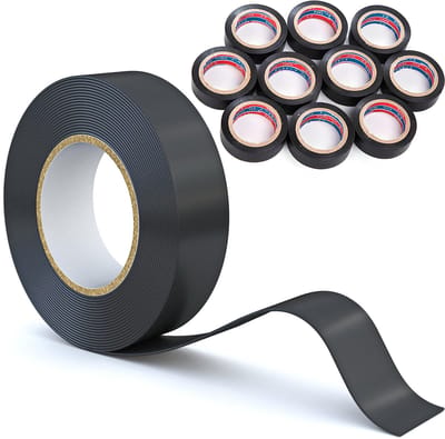 Dailygoods - 10-Pack Waterproof Isolatietape 18mm x 5m - Zwart, Perforatiebestendig, Voor Elektrisch Gebruik