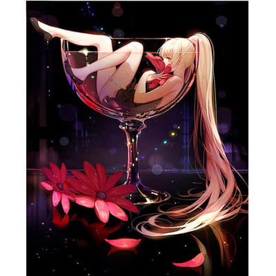 Volledige ronde boor DIY Diamond Painting Cup Girl Cartoon Patronen Borduren Kruissteek Handwerken 20X30CM brown