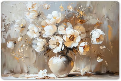 Placemats 45x30 cm - Placemat kunststof - 1 stuk - Vaas - Bloemen - Kunst - Goud - Borden onderleggers - Decoratie voor op tafel - Keuken tafeldecoratie accessoires - Vinyl onderlegger - Tafelversiering