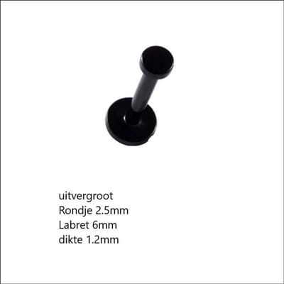 Aramat Jewels | Piercings | Zwarte Helixpiercing met 2.5mm Rondje | | | |2,5mm | Staal | Volwassenen | Verkleurd niet