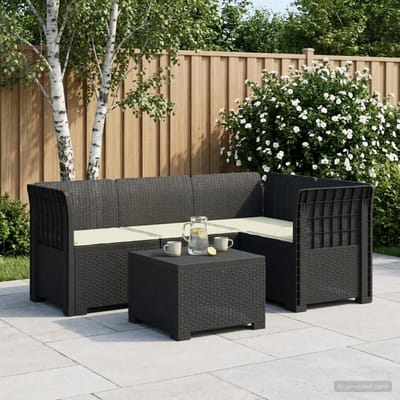 vidaXL - 4-Zitter - Tuin - Sofa - met - Kussens - Rattan - Look - PP - Antraciet