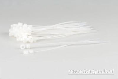 Kortpack - Tyraps met bevestigings-oog - 200mm x 4.8mm - Wit - 100 Stuks per verpakking - (099.0553)