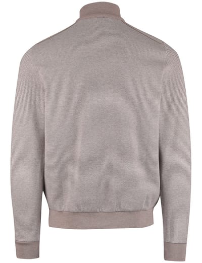 Half zip trui Bugatti grijs wit gestreept