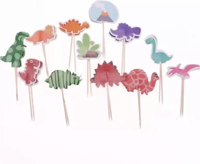 Akyol - Dinosaurus prikkers - cocktailprikkers - dino - dieren - 12 stuks - cake - taart -verjaardag cupcake topper dinosaurus -cocktail prikker dino -cocktailprikker dinosaurus -verjaardag topper -dinosaurus verjaardag