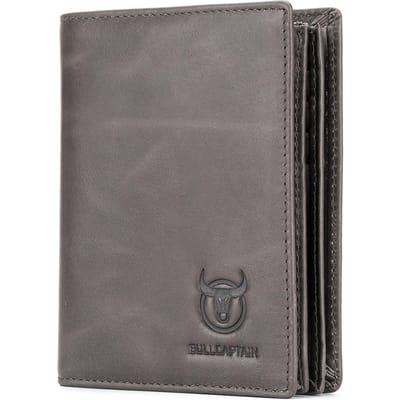 Portefeuille en cuir grande capacité pour hommes, porte-cartes de crédit avec 15 emplacements pour cartes gris