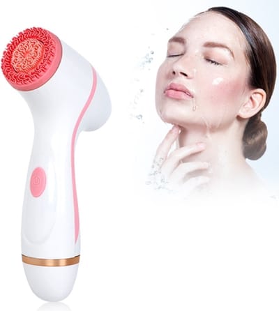 3 in1 Gezichtsreiniger Rotatieborstel peeling, kleur roze - gezichtsreinigingsborstel