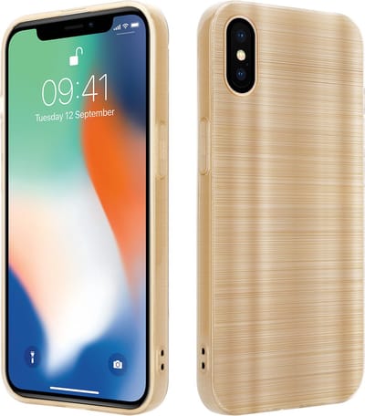 Cadorabo Hoesje geschikt voor Apple iPhone X / XS in Brushed Goud - Beschermhoes Case Cover van flexibel TPU silicone in Brushed design
