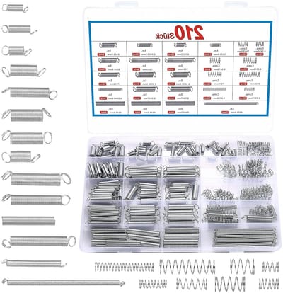 Complete Set van 210 Stuks Spiraalveren, Drukveren en Spanningveren voor Handgereedschap en Apparaten - Inclusief 20 Maten voor Diverse Toepassingen