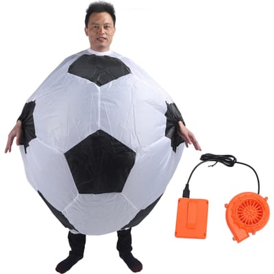 Opblaasbaar voetbalkostuum, grappig carnavalsvoetbalkostuum met luchtblazer voor feestcosplay gray