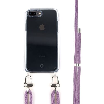 Coverzs Transparant case met paars koord geschikt voor Apple iPhone 7/8 Plus - Telefoonhoesje met koord - Backcover hoesje met koord