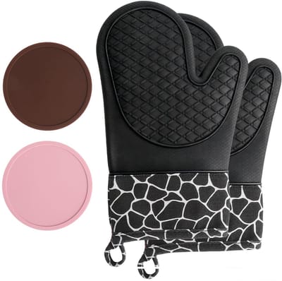 Dailygoods- Ovenwanten Hittebestendig tot 230 °C - Siliconen - Antislip Pannenlappen - Set van 2 - Veilig Bakken - Modern Design - Keukenhandschoenen