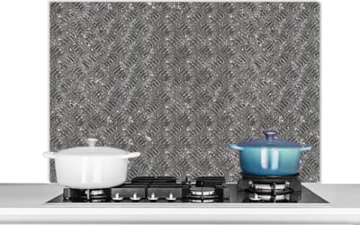 Spatscherm keuken 100x65 cm - Kookplaat achterwand Metaal - Industrieel - Patronen - Muurbeschermer - Spatwand fornuis - Hoogwaardig aluminium