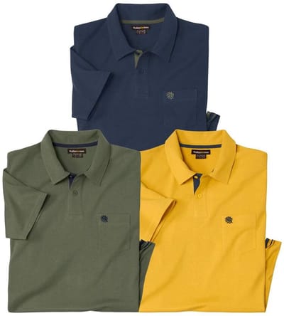 ATLAS FOR MEN - Set van 3 katoenen polo’s Atlas For Men - Heren - Verkrijgbaar in grote maten - L