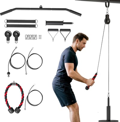 SPORTNOW Gewicht Kabel Katrol Systeem Staal, Nylon 98L x 2,5B x 200H cm Zwart