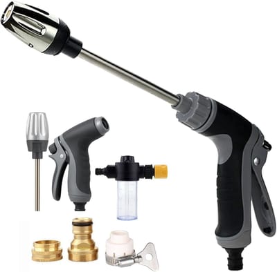 Hogedrukslangmondstuk - Powerwasher Accessoire - Krachtig Reinigen - Universele Slangpasvorm - 40cm Wandlengte