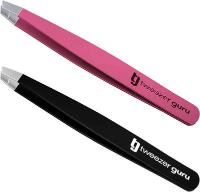 Precisie Pincet Set - Beauty Tools - Nauwkeurig Haar Verwijderen - Professionele RVS Tip - 11.7 cm Lengte - Zwart Roze