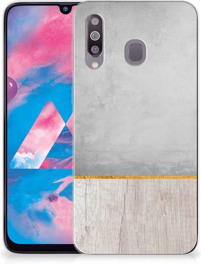 Samsung Galaxy M30 Bumper Hoesje Wood Concrete