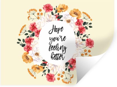 Muurstickers - Sticker Folie - Beterschap - Quote - Bloem - Hope - 40x30 cm - Plakfolie - Muurstickers Kinderkamer - Zelfklevend Behang - Zelfklevend behangpapier - Stickerfolie