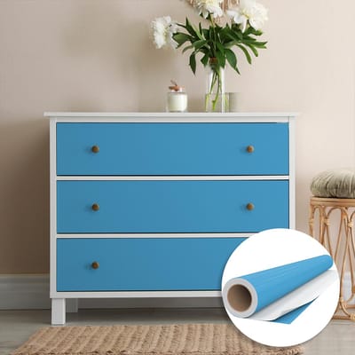 Waterdichte zelfklevende vinylfolie op rol per meter - Afwasbare sticker voor keuken, meubels, kasten, deuren - 60 cm x 10 m - IJsblauw