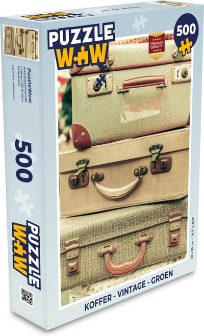 Puzzel Koffer - Vintage - Groen - Legpuzzel - Puzzel 500 stukjes