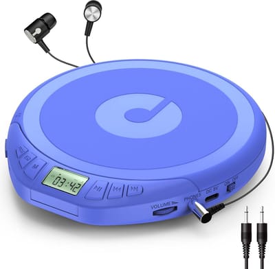 Draagbare CD-speler met Hoofdtelefoon, USB-C Opladen en Anti-Schok