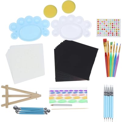 Ensemble d'outils de pointillage Mandala 58 pièces avec sac de rangement zippé et étanche Peinture artistique black