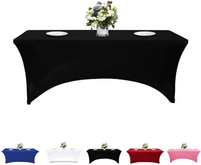 Dailygoods- Tafelkleed 1,80 m - Zwart Spandex - Rekbaar - Wasbaar - Kreukvrij - Voor evenementen/feesten - Duurzaam materiaal - Tafelhoes