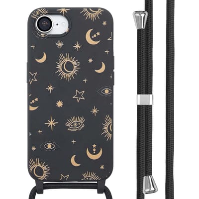 imoshion Hoesje - Geschikt voor Apple iPhone 17e / 16e - Siliconen design hoesje met koord - Sky Black