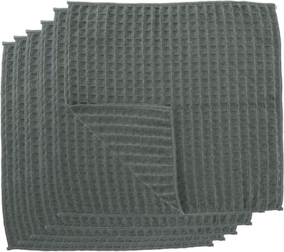Set van 6 Herbruikbare Keuken Doeken in Donkergrijs - 30 x 30 cm Microvezel Theedoeken, Extra Absorberend en Duurzaam voor Keuken, Ramen en Badkamer