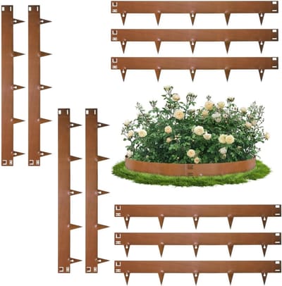 Gazonrand Metaal - Bloembedomranding Staal - Tuinranden Creëren - Flexibel Cortenstaal - 1075x15cm - Roestbruin