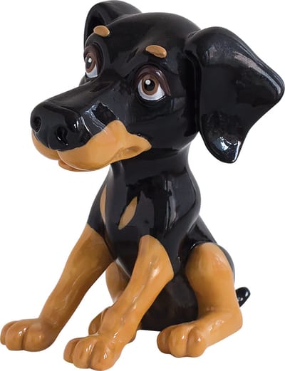 MadDeco - ludiek beeldje dobermann pinscher pup - polystone - 12 cm hoog - onze kleine vriendjes
