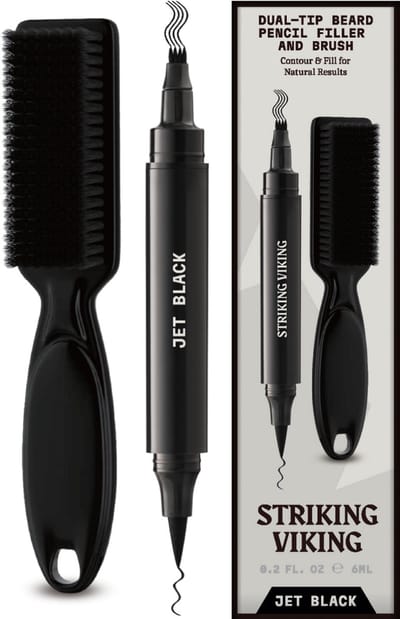 Striking Viking Beard Filler Pen en Borstel voor Mannen - Jet Zwart
