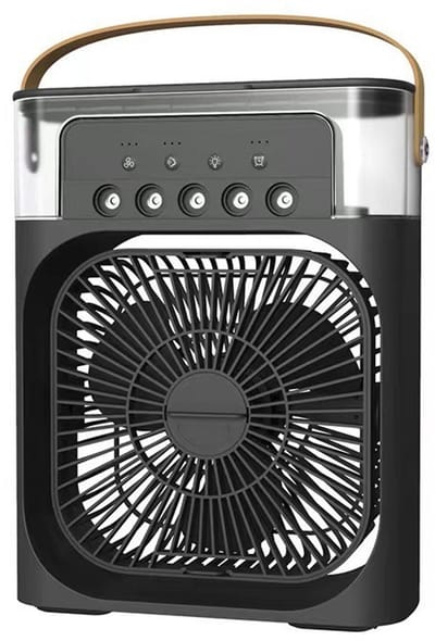 Persoonlijke luchtkoeler, draagbare airconditioningventilator, mini-verdampingskoeler met 7-kleurige ledverlichting, timer van 1/2/3 uur, 3 ventilatorsnelheden en 3 sproeistanden, geschikt voor op uw bureau - wit.